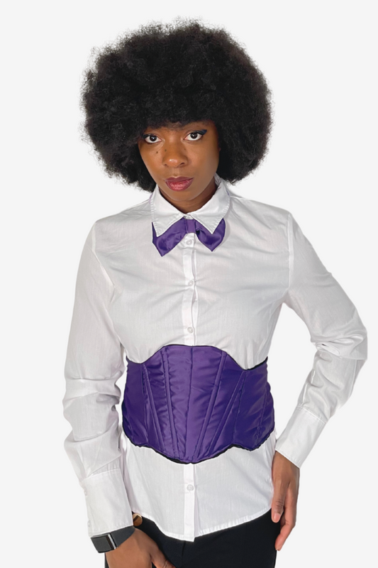 Corset violet en soie